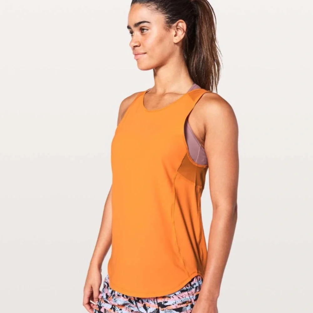 Lululemon Sculpt Tank II Vivid Amber Mesh Tank Top Women’s Size 8